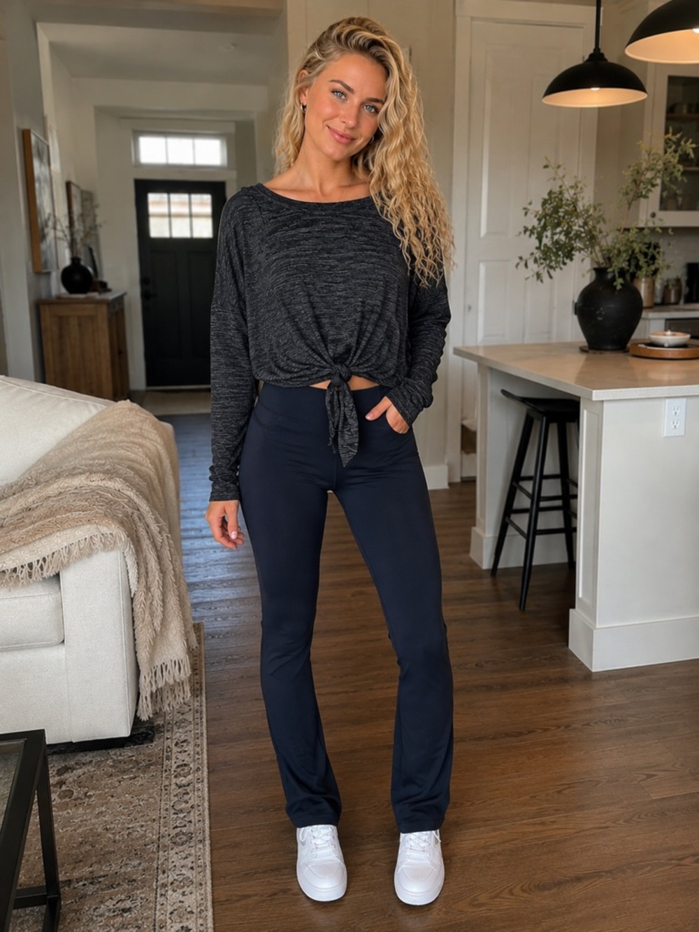 Bellamie Dark Gray/Navy Knit Sweater